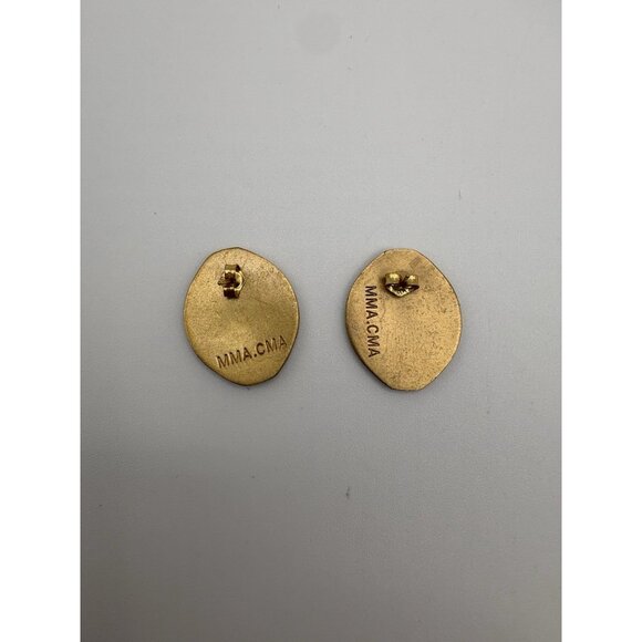 Vintage MMA Metropolitan Museum Of Art Gold Red Enamel Celtic Cross Earrings - Picture 3 of 4